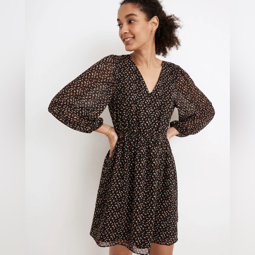 Madewell Georgette Button-Front Mini Dress in Adorable‎ Ditsy Size Small